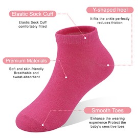 ZERULETS Toddler kids Girls Socks, 20 Pairs Kids Ankle Athletic Low Cut Socks for Girls Children Aged 1-13(Mixed Color B, 7-10 Years)