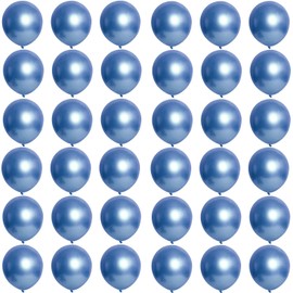 Balloons Metallic Blue 12 Inch for Party Shiny 36 Pieces 30 cm Metallic Chrome Blue Latex Balloons Helium Balloons for Birthday, Wedding, Baby Shower Graduation Christmas Party Decorations