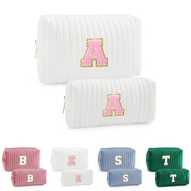 YOOLIFE Gifts for Women Girls - Stocking Stuffers for Teens, Christmas Gifts, Birthday Gifts for Women Her Mom Teacher Friend Grandmother Daughter Girlfriend, Initial Makeup Bag, Girls Makeup Bag A