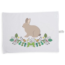 Hippowarehouse Rabbit floral Tea Towel Eco Printed Dish Cloth Kitchen accessory 50cmx70cm 100% Cotton