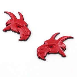 2PCS Custom Head Emblems 3D Badges Replacement for TRX Ram 1500 2500 3500 Fender Badge Hellcat (Red Black)