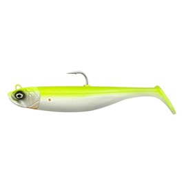 Savage Gear Savage Minnow – Lively Kicking Action, Stand-Up Jig Head Design, Ideal for Saltwater and Freshwater Anglers, Perfect for Predator Fish like Pike, Perch & Zander Lemon Back 12.5 cm