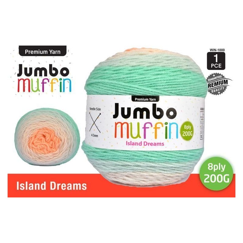 Yatsal Premium 8-Ply Jumbo Muffin Knitting Yarn 200 g, Island