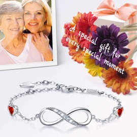 ASHLI JENA 925 Sterling Silver Infinity Women Bracelet White Gold-Plated Love Symbol Charm Adjustable Bracelet Women Girls Jewellery Gift for Birthday Mother's Day, Sterling Silver