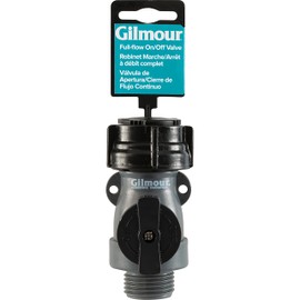 Gilmour Full Flow Garden Hose Shut Off Valve, Rust Proof Single Water Shut Off Valve, Gray