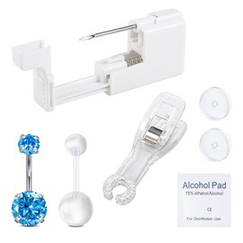 QWALIT Belly Button Piercing Kit Gun Belly Piercing Kit Belly Button Piercing Gun Navel Piercing Kit Belly Button Ring Piercing Kit Blue Belly Piercing Gun