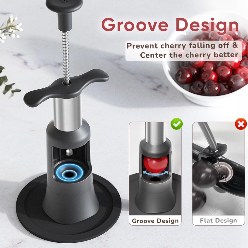 PIUGERU Cherry Pitter Tool, Large 33mm Seed Remover, Food-Grade Stainless