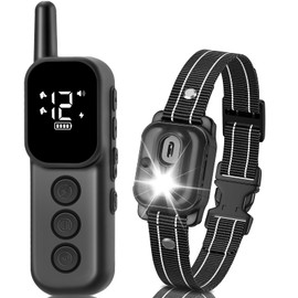 Dog Shock Training Collar with Remote - Rechargeable Waterproof 4 Training Modes Beep Vibration Safe Shock, 3300FT E-Collar Light for All Breeds - Black