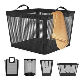 NPET 27L Laundry Basket Collapsible Laundry Hamper with PEVA Waterproof Material Clothes Bag Storage Basket Bin for Laundry,Bedroom and Domitory