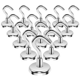 Anelueeoo 6 Pack Magnetic Hooks 32mm Heavy Duty Strong Neodymium Magnet Hooks, Strong Magnetic Hook for Fridge Cruise, Magnets with Hook for Kitchen, Hanging, Grill, Garage