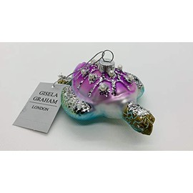 Gisela Graham Glass (5cm) - Purple/Blue Turtle Decoration
