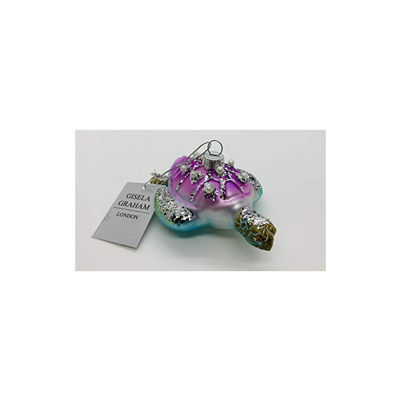 Gisela Graham Glass (5cm) - Purple/Blue Turtle Decoration