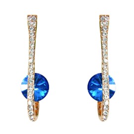 Navachi - Pendientes de tuerca chapados en oro de 18 quilates con cristales de circonia Azul