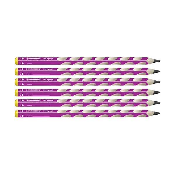 STABILO EASYgraph Handwriting Left Handed Pencil - Pink (Pack of 6)