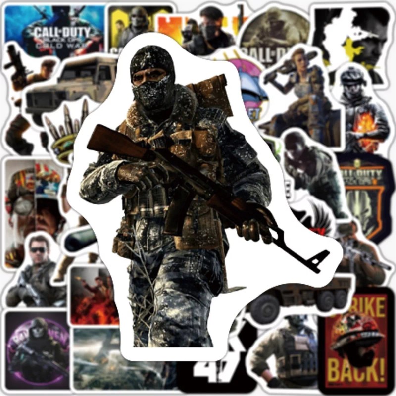 Call Of Duty 50 Calcomanias Stickers Videojuego Contra Agua