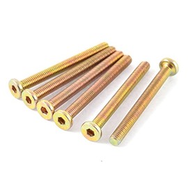 uxcell® M6 x 60mm Male Thread Hex Socket Head Cap Screw Bolt Bronze Tone 6 Pcs