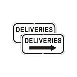 2-Pack Deliveries with Arrow Right Deliveries Sign Yuntarda 12”x6” Rust Free 40Mil Aluminum UV Printed Outdoor Metal Reflective Easy to Mount No Fading Outdoor Use