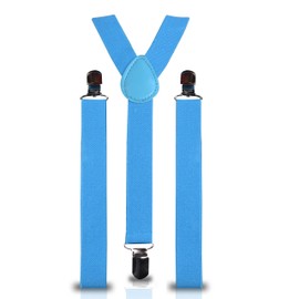 SHUKAN FASHIONS - NEW ADJUSTABLE SLIM MEN LADIES TROUSER TURQUOISE BRACES SUSPENDERS CLIP ON FANCY DRESS - P149