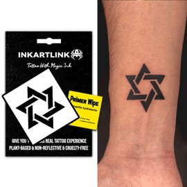 INKARTLINK Semi Permanent Tattoo, simple small temporary tattoo, suitable for cool boys and girls, waterproof and non-reflective, unique design (Hexagonal Star)