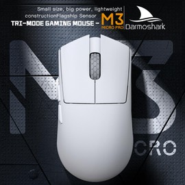 Darmoshark M3microPRO Mini Wireless Gaming Mouse,Tri-Mode 8K/USB-C/Bluetooth Mouse Up to 30000DPI,PAW3950 Optical Sensor Lightweight 43g,5 programmable Button,Computer Mouse for PC,Mac(White)