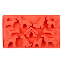 Fewo 11-Cavity Dogs Bones & Kennel Chocolate Candy Gummy Mold, Puppy Doghouse Silicone Ice Cube Tray Homemade Dog Treat Baking Pan Jello Shot Mini Soap Wax Crayon Melts
