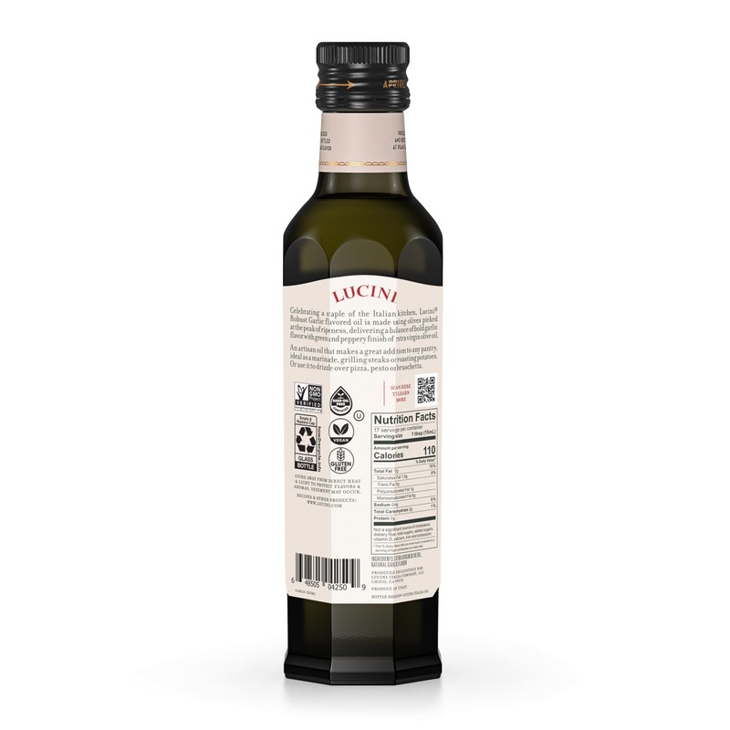 Lucini Robust Garlic Infused Oil, 250 mL (Pack of 6)