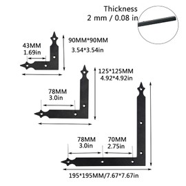 MshengM 4Pcs Sliding Door Black Carbon Steel L Shape 90MM Corner Bracket for Garage Door Gates Shutters Furniture