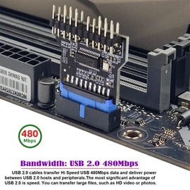 cablecc USB 3.0 Header 19pin Motherboard 1 to 2 Extension HUB USB2.0 9Pin Female Connector Adapter Port Multilier