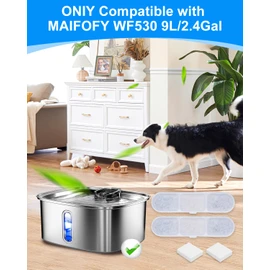 MyfatBOSS 8+8 Pack Dog Water Fountain Replacement Filters Compatible with MAILOFY Dogs Water Bowl Dispenser WF530 9L/2.4GaL, Large Dog Fountain Bowl Filter for Automatic Stainless Steel Pet Fountains