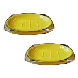 Soap Dishes 2PCS, Premium Soap Holder, Soap Saver Lightweight Portable Easy Cleaning Soap Box for Bathroom Shower Kitchen Washing Room Toilet,Soap Accessory Rack (Yellow)