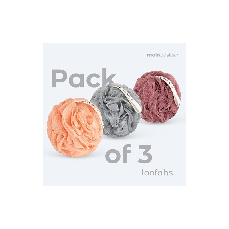 MainBasics Esponja de lufa para baño (juego de 3 unidades)