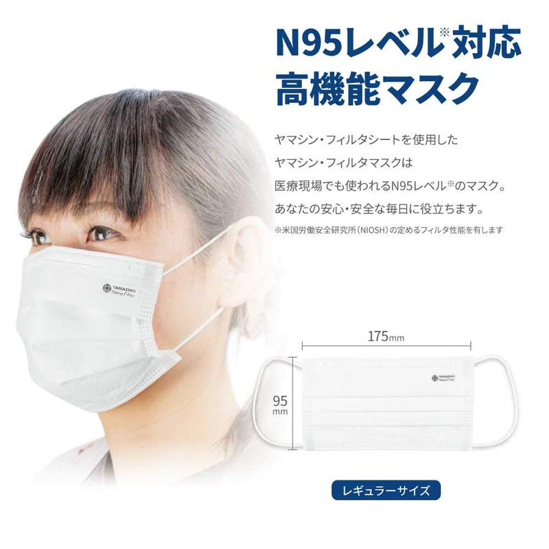YAMASHIN Mask, Yamashin Filter Mask, Regular Size, 5 Pieces, Made