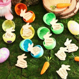 CypherX Kids Reward Tokens, Unique Birthday Wooden Tokens for Kids, Family Game Night Tokens, Treasure Hunt Prizes Coins, 24 Redeemable Tokens + 3 Blank DIY Tokens, Bunny