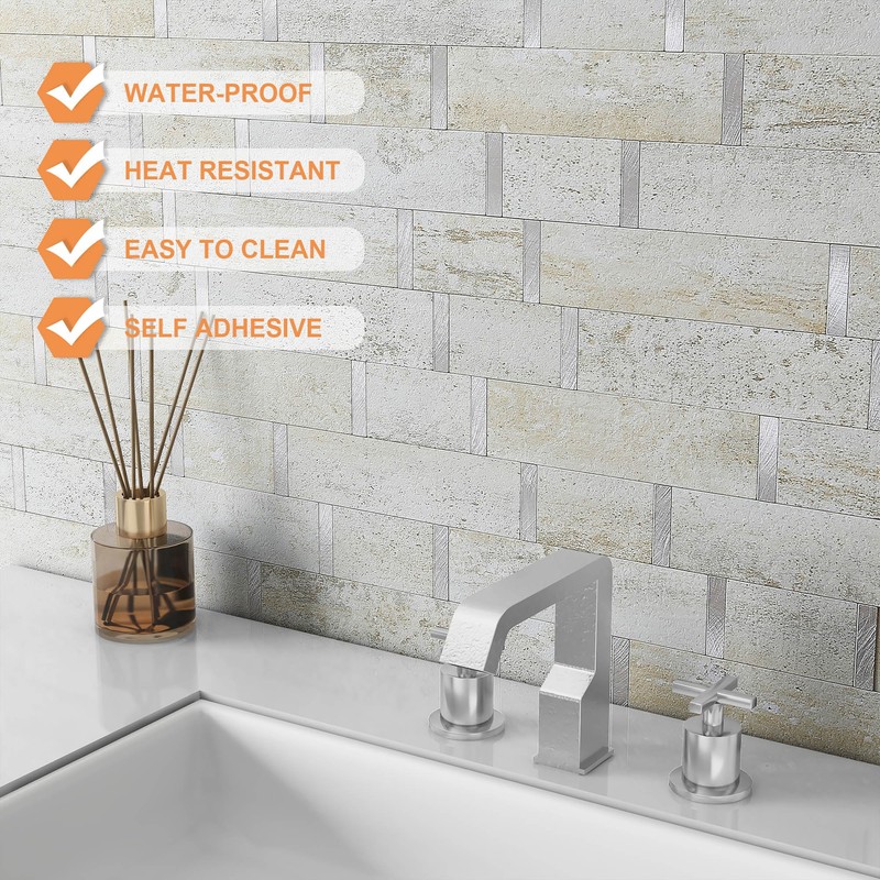 VAOVI Matte Marble Subway Tile Peel and Stick Backsplash for