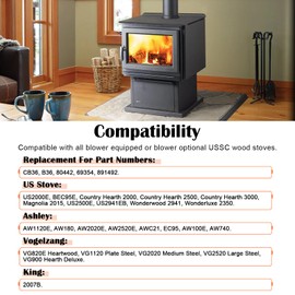 Hiorucet CB36 Wood Stove Blower with Thermostat for US Stove US2000E, BEC95E, Country Hearth 2000, Ashley AW1120E, Vogelzang VG820E Heartwood and King 2007B, US Stove CB36 Circulatory Blower Kits.