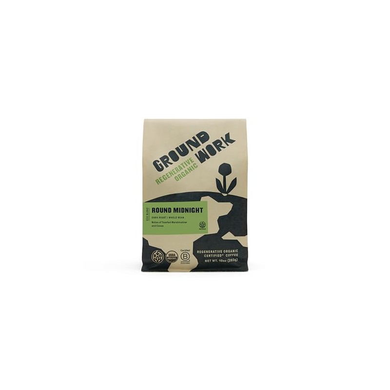 GROUNDWORK COFFEE CO Organic Round Midnight Whole Bean Coffee, 10