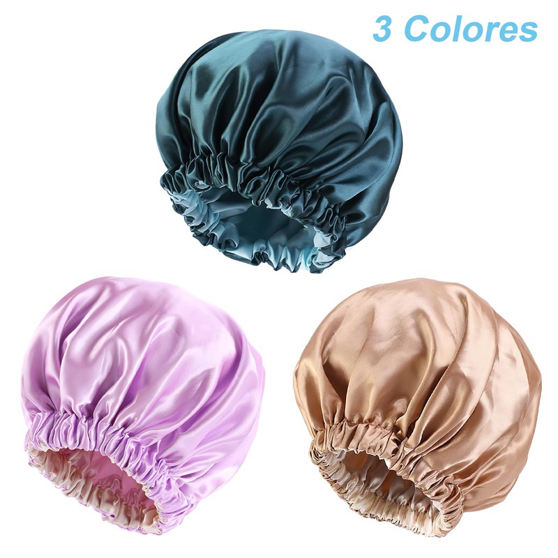 Gorro de Seda para Dormir Ajustable, 3 Piezas Gorro de