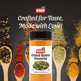 Badia Collard Greens Seasoning 6 oz – Savory Southern Spice Blend for Greens, Soups, Stews & Veggies
