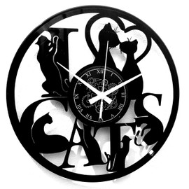 Instant Karma Clocks Vinyl Wall Clock Animal Theme I Love Cats Pets