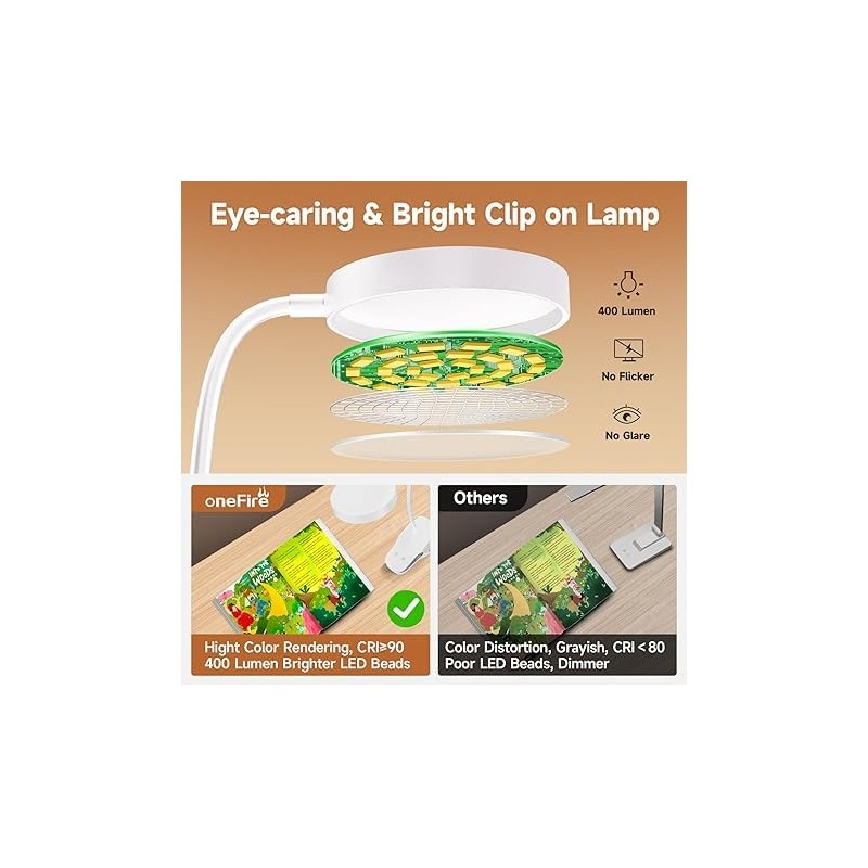 USB Clip Lamp with Adjustable Level Brightness – Flexible Desk