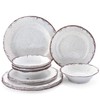 LEHAHA Vintage White Melamine Dinnerware set-12 Piece Lightweight Unbreakable Outdoor