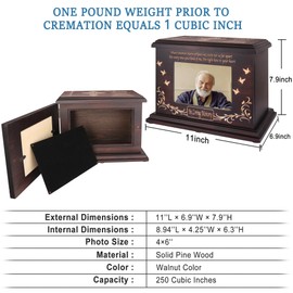 Cremation Memorial Urns for Human Ashes Adult Male Female, Wooden Picture Frame Urns Box and Casket for Men Women Child, Burial Funeral for Ashes