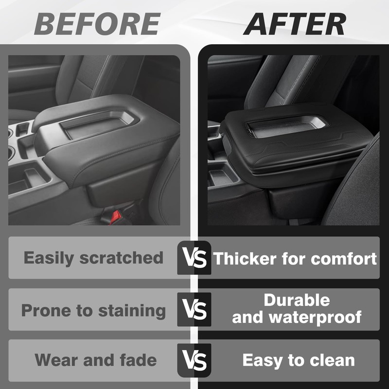 Muslogy Center Console Armrest Cover Compatible with Chevy Silverado &