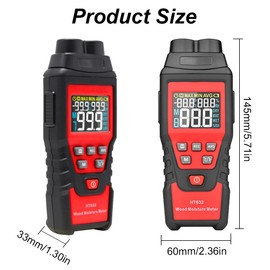Wood Moisture Meter, 2 Pins Portable Wood Moisture Tester with LCD Display, Moisture Detector for Drywall Wood and Building Material