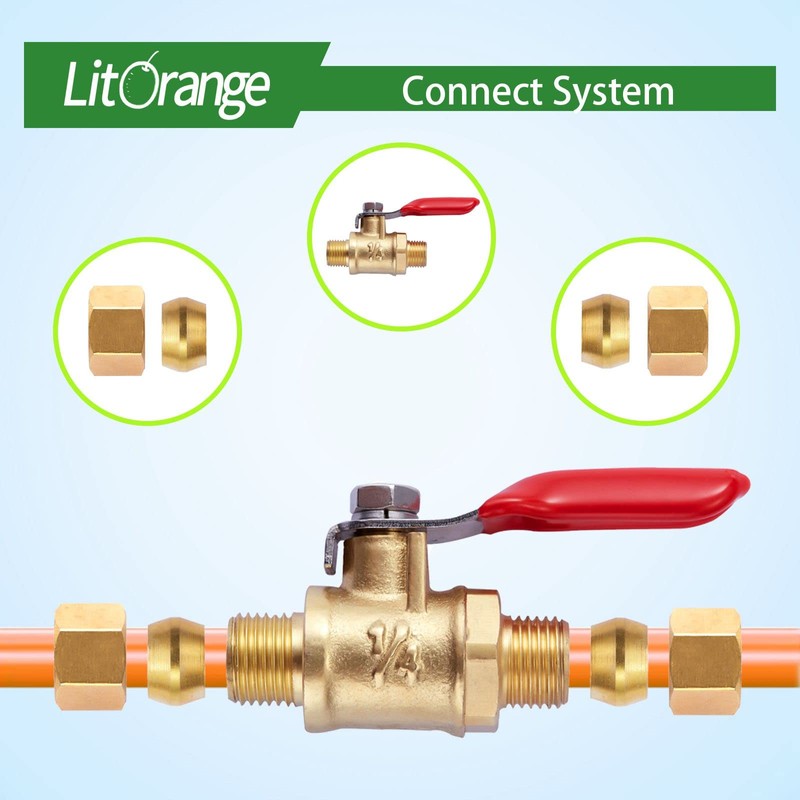 Litorange 1 Pack Lead-Free Brass Mini Ball Valve Shut Off