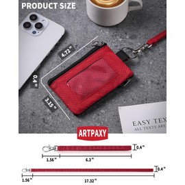 Artpaxy Minimalist Wallet For Mens Womens, Keychain RFID Blocking Zipper Small Wallet with ID Window 2 Lanyards,Water Resistant Travel Cash Card Coin Case Boys Girls