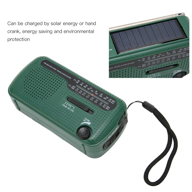 Hand Crank Solar Radio AM FM SW1 SW2 Camping LED