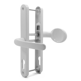 TSS UPVC Door Handles Set - Lever Moveable Pad - 70mm / 92mm PZ (Centres) - 215mm Screw to Screw - Backplate 247mm X 32mm - Replacement UPVC Door Handles - PVC Door Handle (White)