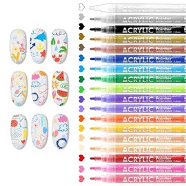 18 Colors Nail Art Pens Set Nail Polish Pens Nail Art Drawing Graffiti Marker Pen Quick Dry Waterproof Nail Art Painting Pens Kit for Home DIY Nail Art Design