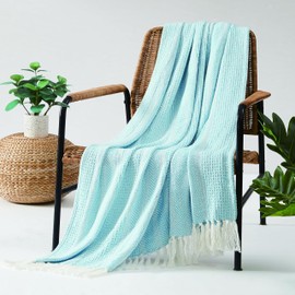 Oceanfront Resort Textured Stripe Blue 50x60 Throw, Coastal and Nautical Themed, Oeko-TEX Certified Confidence
